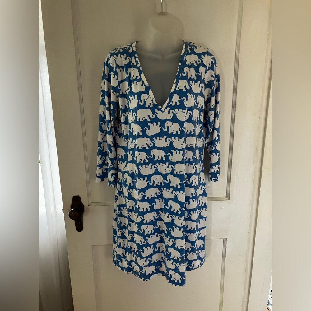 Lilly Pulitzer Blue and White Pima cotton dress sz L